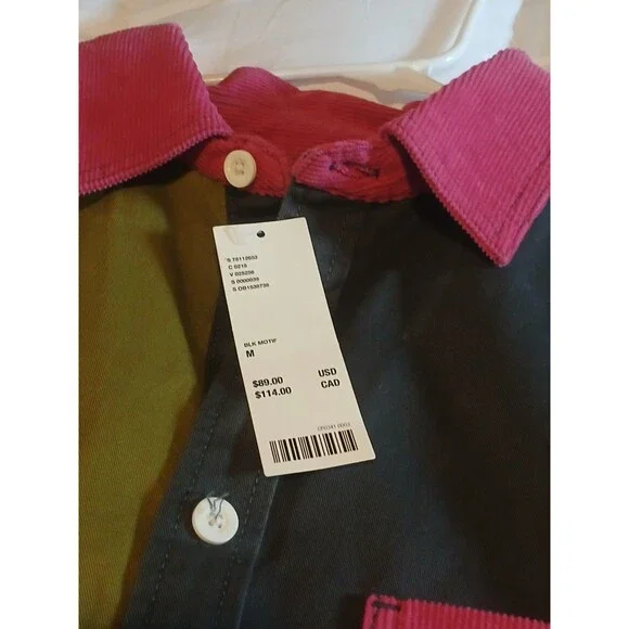Urban Outfitters Colorblock Patchwork Button Up Shirt 90s Vintage Style M -NWT - Picture 4 of 8
